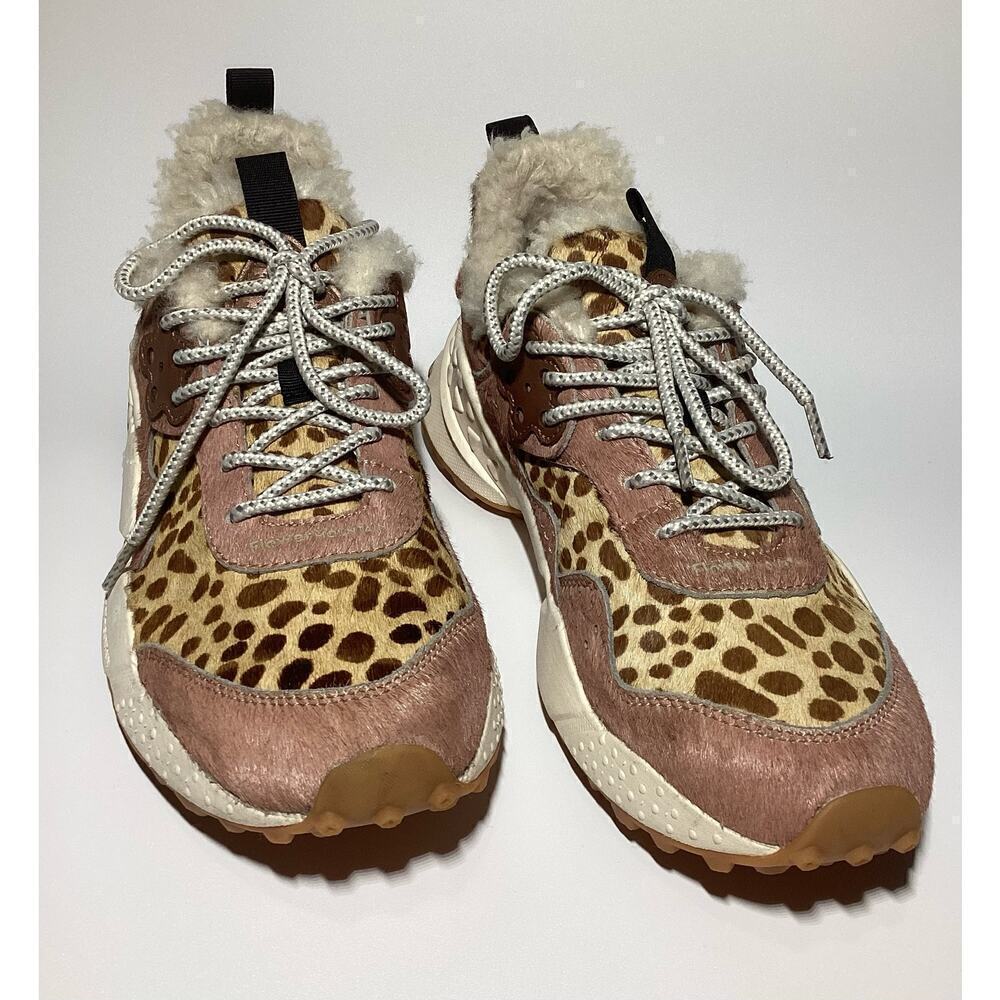 Flower mountain kotetsu pony hair print women's US 7.5 pink brown